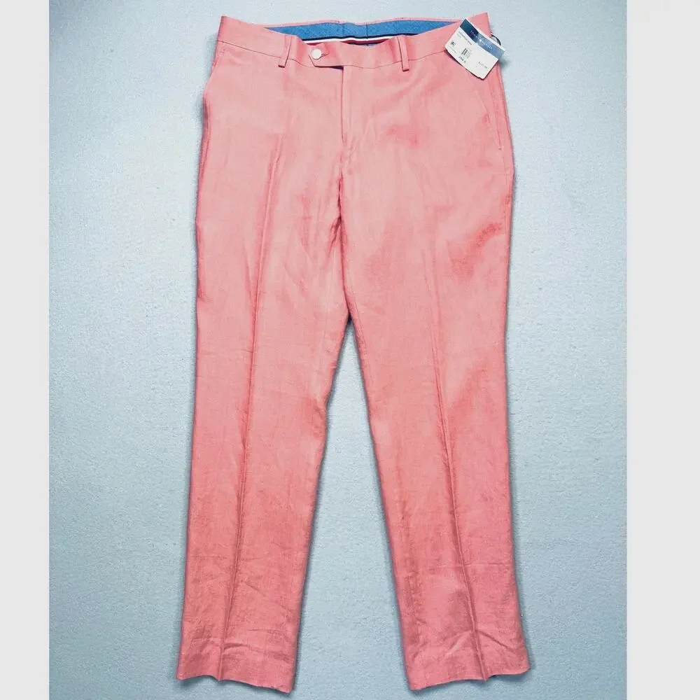 Tommy Hilfiger Modern Fit Linen Men's Suit Pants light red, 34x30 $125